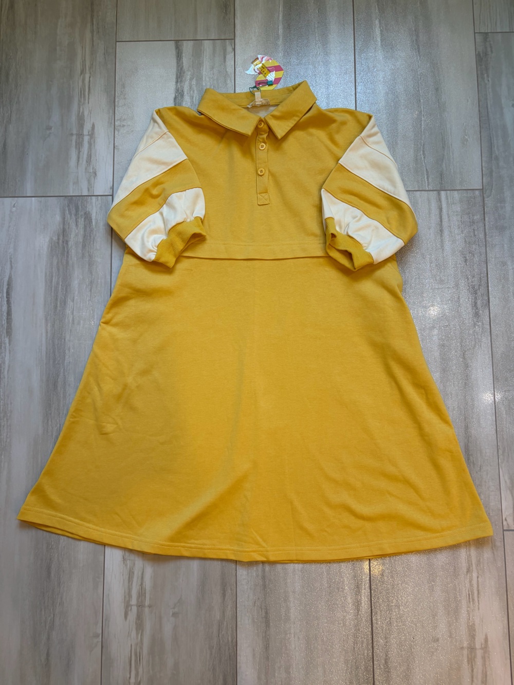 NWT Hayden Girls Yellow Rugby Stripe Short Sleeve Polo Dress Girls XL 13/14